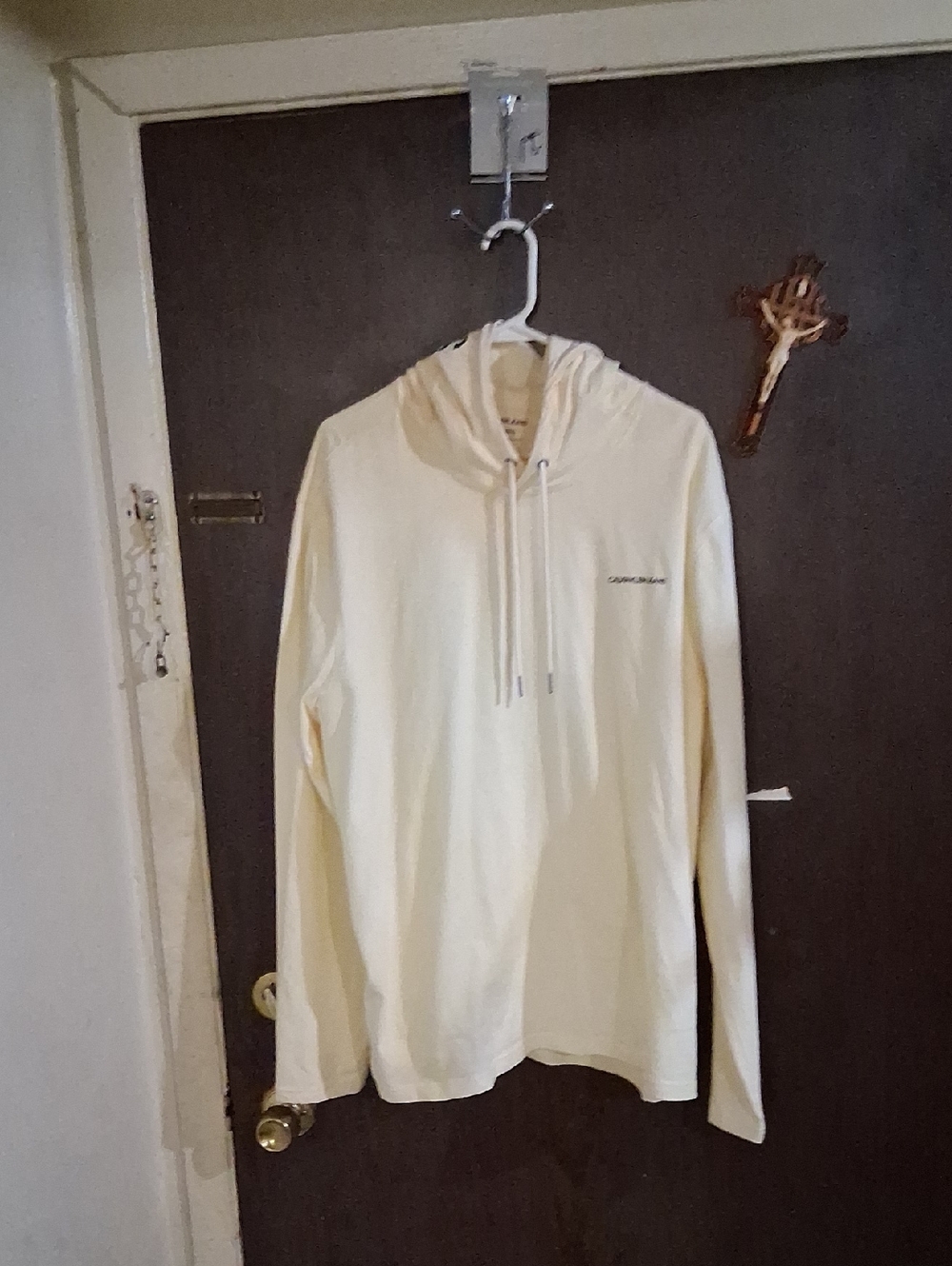 Calvin Klein Cream Long-Sleeve Hooded Tee